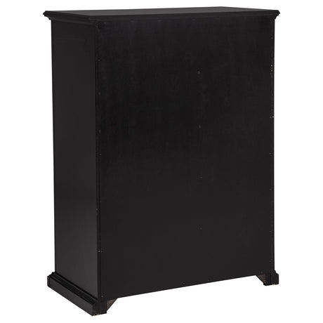 Profile side shot of 6-drawer chest in black finish
