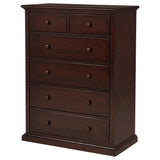 Sumerlin 6-drawer bedroom chest of drawers front view cappuccino finish