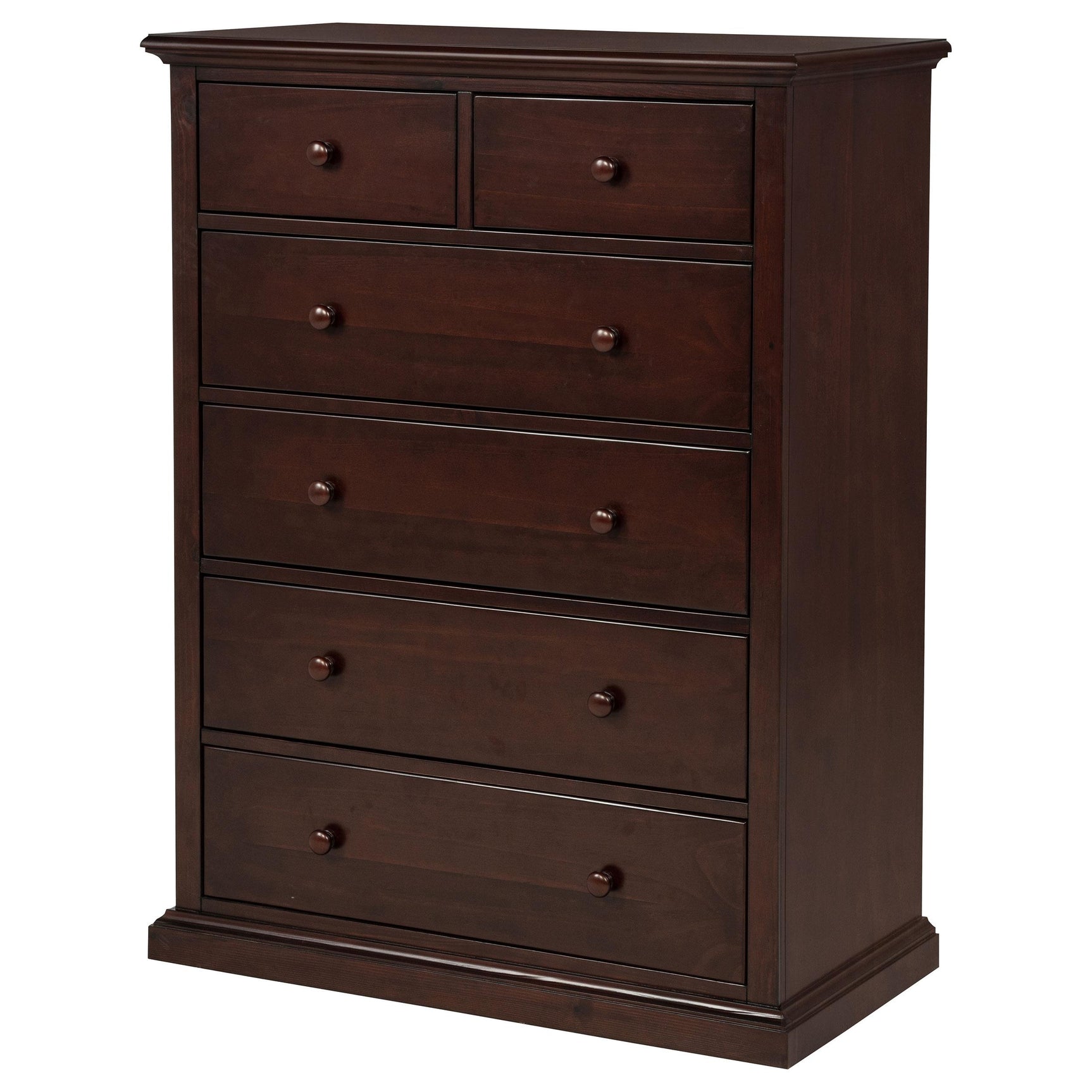 Sumerlin 6-drawer bedroom chest of drawers front view cappuccino finish