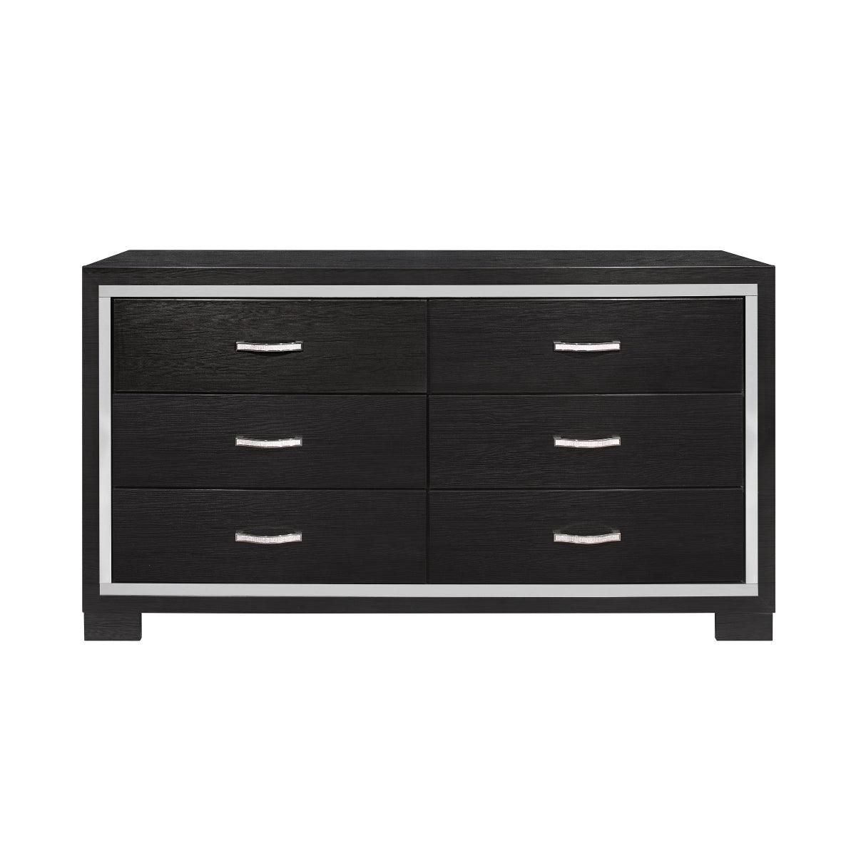 Side angle of Bellante Black queen bed with nightstand option