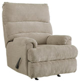 Side view of Man Fort Dusk chenille recliner