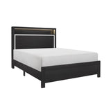 Bellante Black Full Bookcase Bed with LED Lighting - Side View