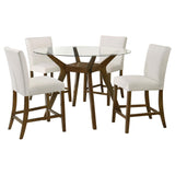 Paxton 5-Piece Round Glass Top Counter Height Dining Set Beige — product image 2