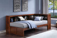 Rowe Dark Cherry Twin Bookcase Corner Bed angled view with dark cherry finish