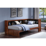 Rowe Dark Cherry Twin Bookcase Corner Bed angled view with dark cherry finish