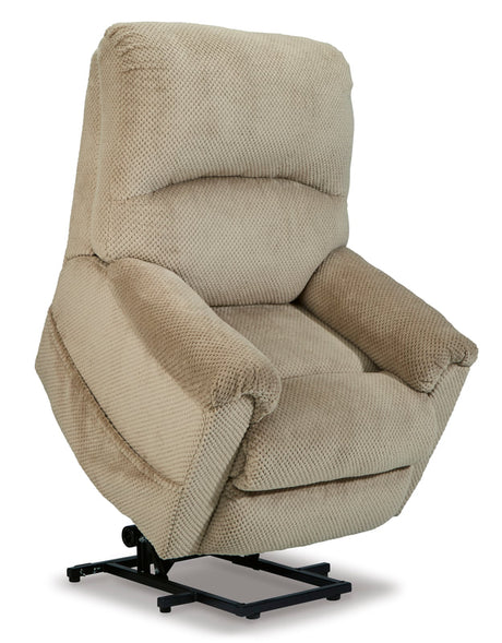 Saffe Toast Power Lift Recliner angled view showing back and armrest