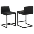 Vardon Genuine Leather Counter Height Chairs Black Set of 2 — product view