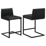 Vardon Genuine Leather Counter Height Chairs Black Set of 2 — product view