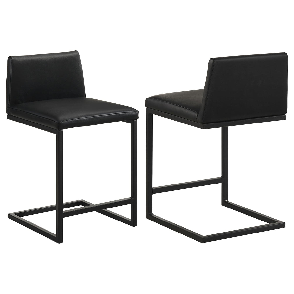 Vardon Genuine Leather Counter Height Chairs Black Set of 2 — product view
