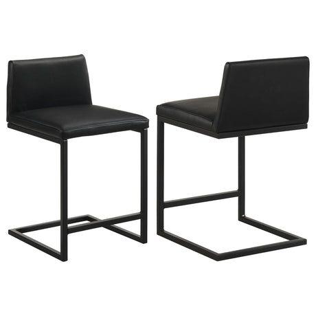 Vardon Genuine Leather Counter Height Chairs Black Set of 2 — product view