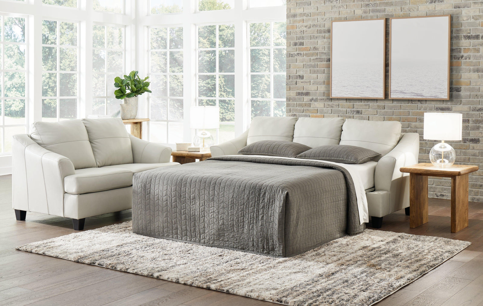 Genoa Coconut Leather Queen Sofa Sleeper - Ella Furniture