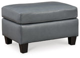 Genoa Steel Leather Ottoman - Ella Furniture