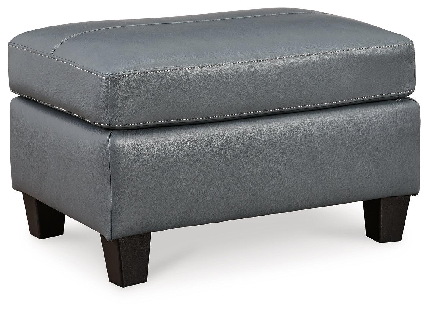 Genoa Steel Leather Ottoman - Ella Furniture