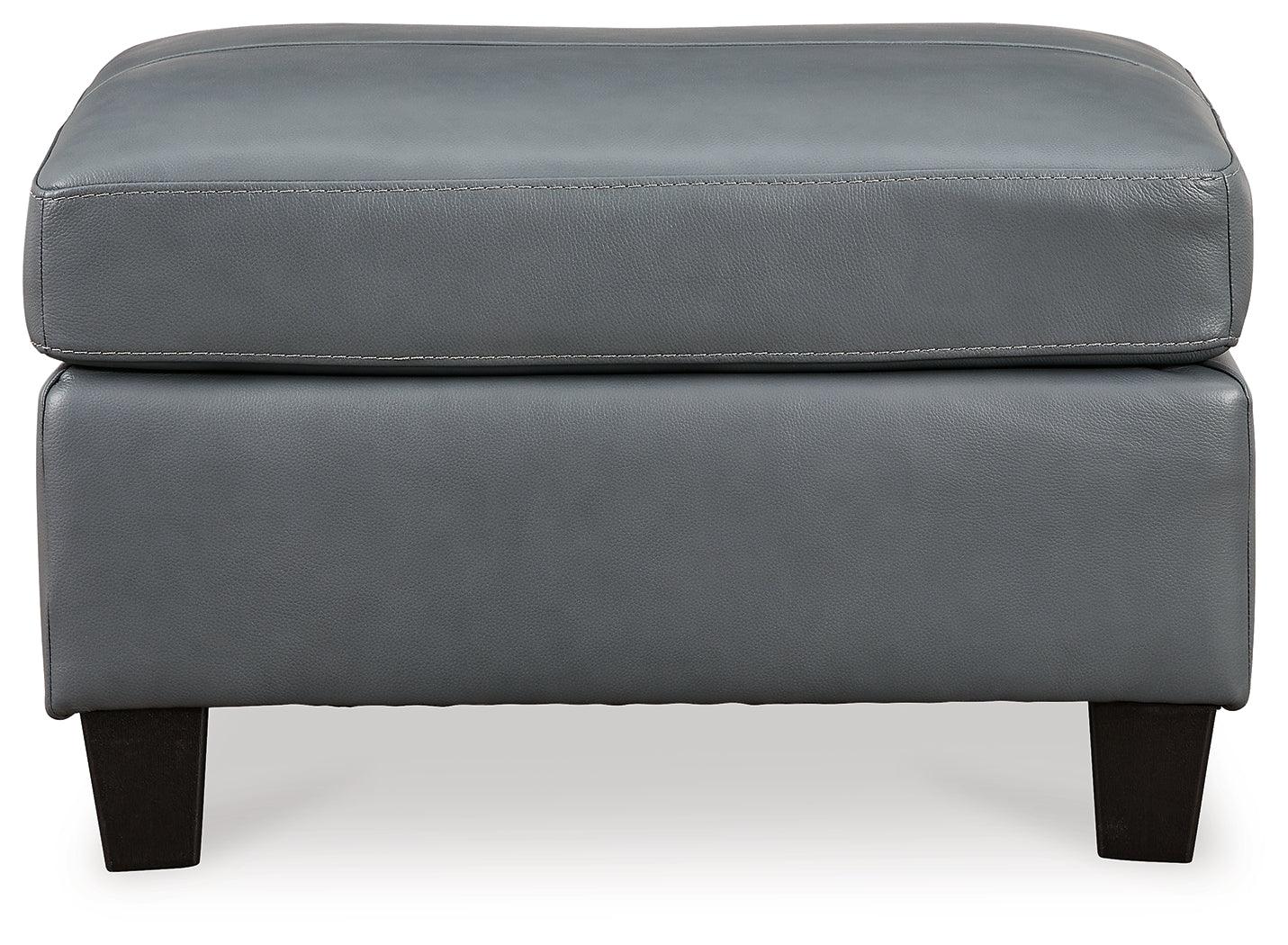 Genoa Steel Leather Ottoman - Ella Furniture