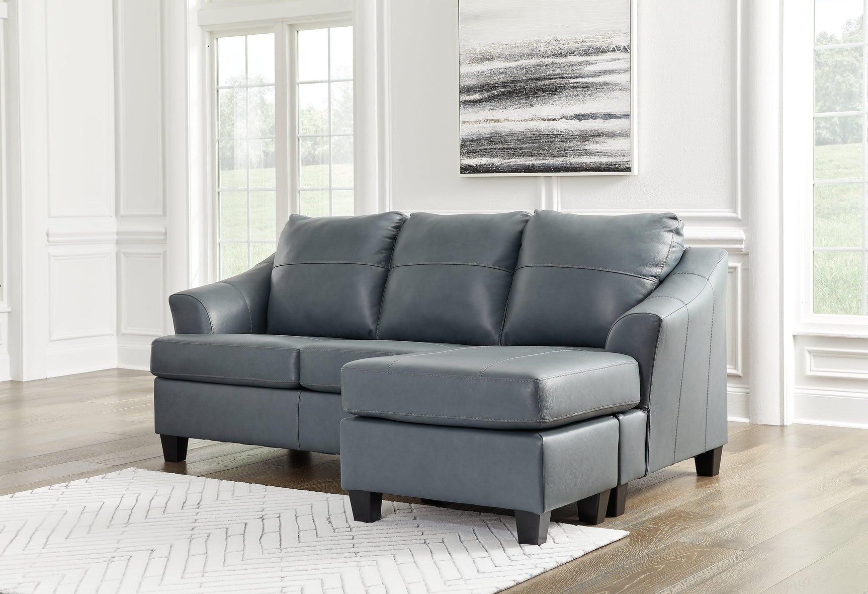 Genoa Steel Leather Sofa Chaise - Ella Furniture