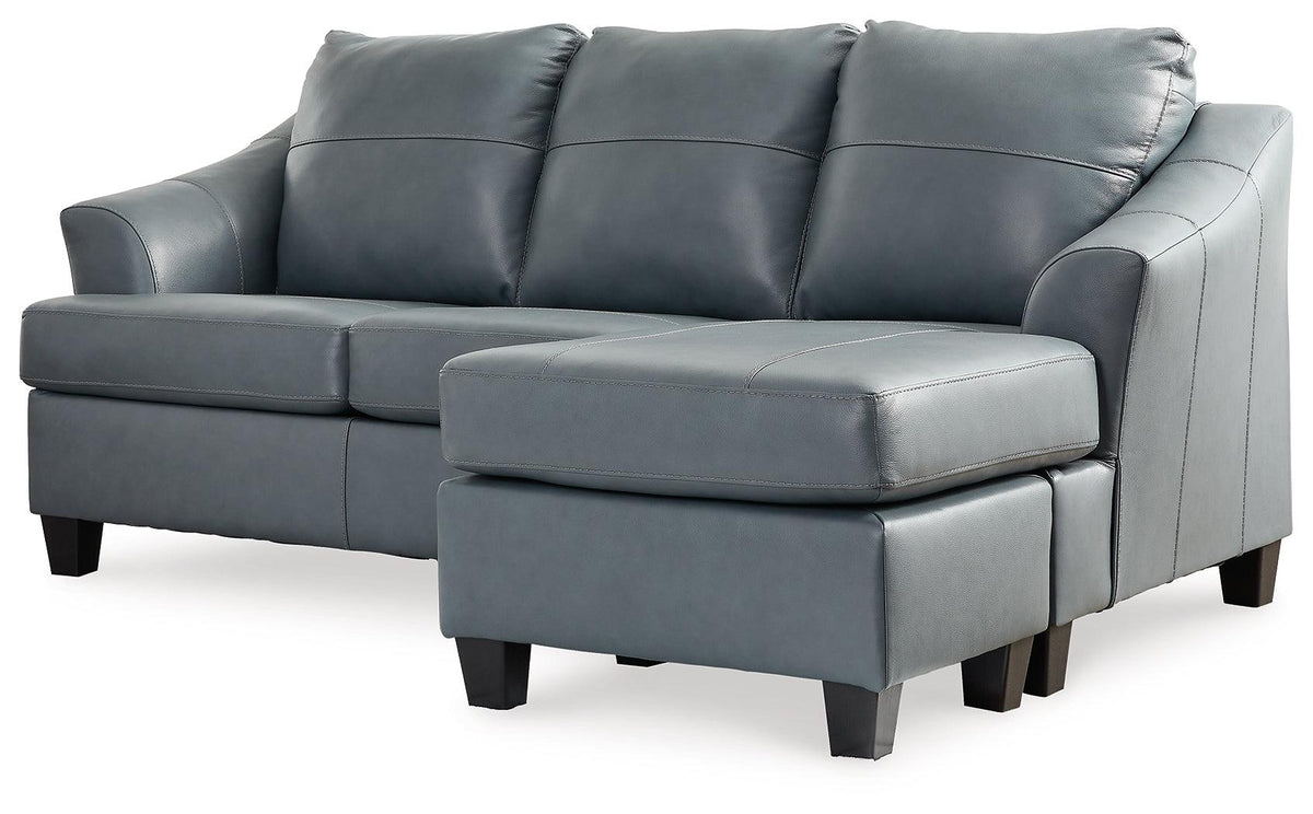 Genoa Steel Leather Sofa Chaise angled side view