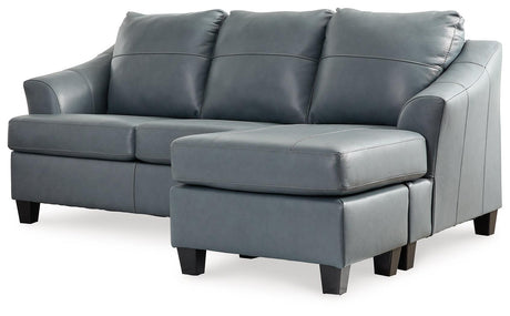 Genoa Steel Leather Sofa Chaise angled side view