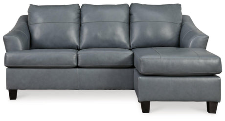Genoa Steel Leather Sofa Chaise head-on angle