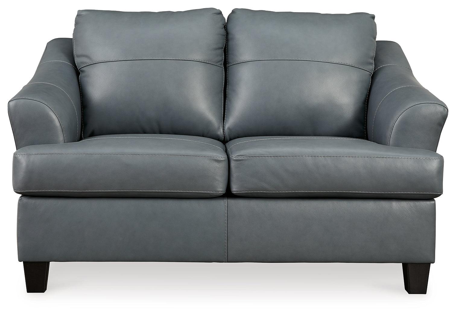 Genoa Steel Leather Loveseat - Ella Furniture