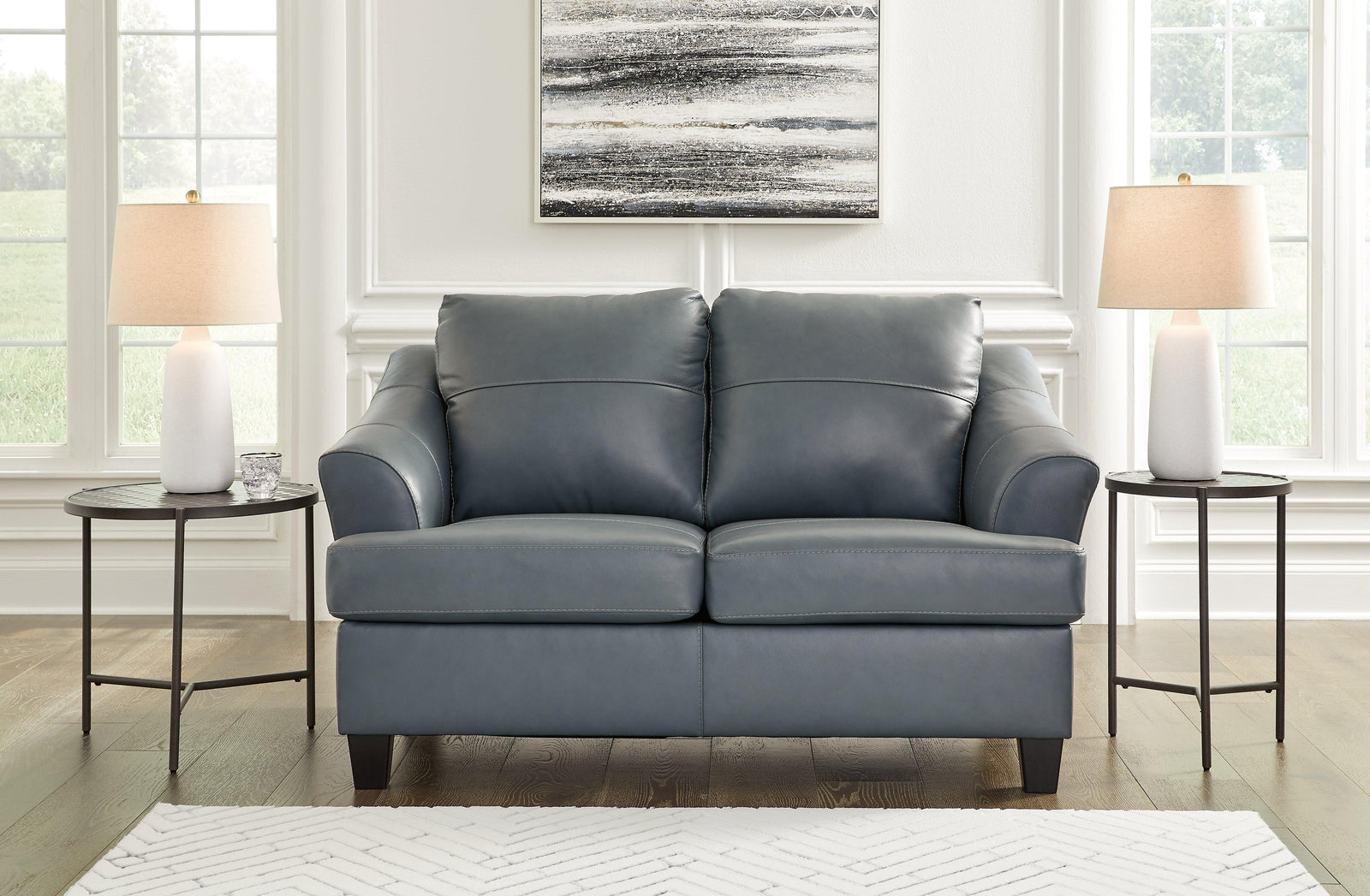 Genoa Steel Leather Loveseat - Ella Furniture
