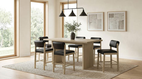 Decker 7-piece 70-inch Rectangular Counter Height Dining Set Black and Natural Oak — product view