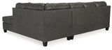 detail view of Valderno Fog 2-Piece Sectional With Chaise sectional sofa