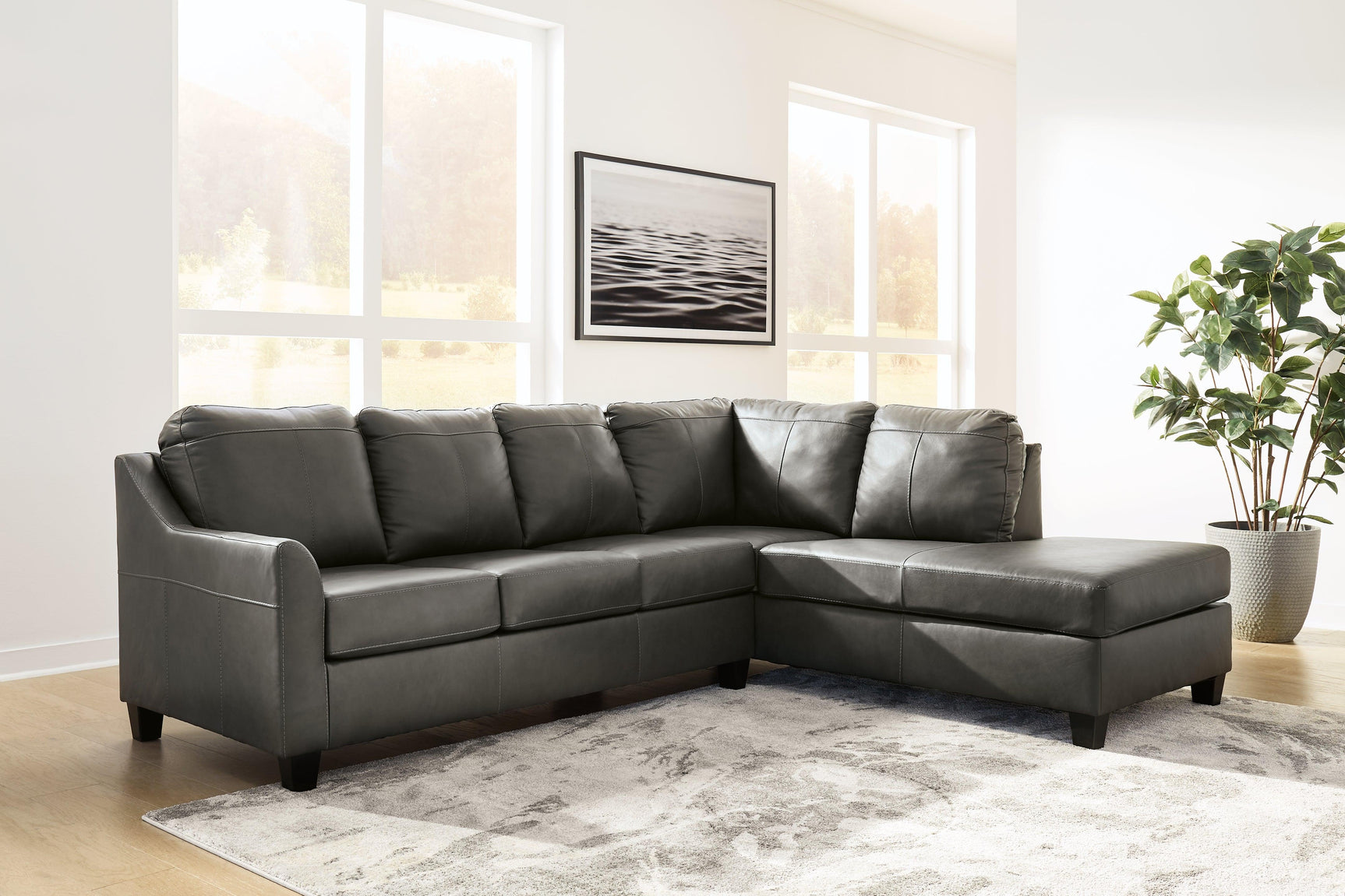 main view of Valderno Fog 2-Piece Sectional With Chaise sectional sofa