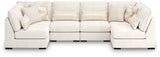 Side view of Donelson Creek vanilla performance fabric sectional sofa
