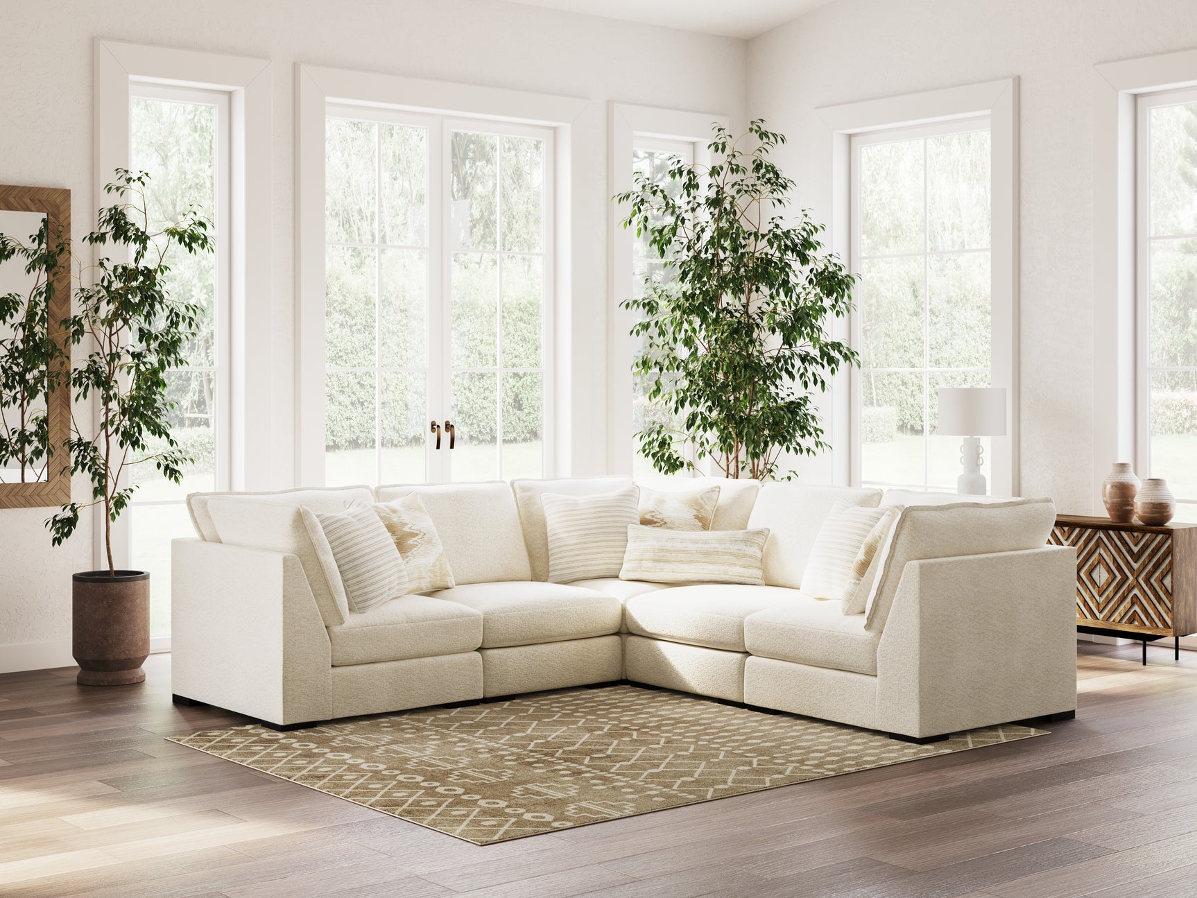 Side view of Donelson Creek Vanilla 5-Piece Sectional Sofa