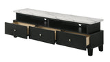 Alina Black TV stand close-up of chrome accents