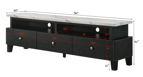 Alina Black TV stand showcasing surface space