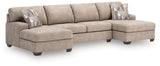 Side view of Seyler Lane Hemp Chenille 3-Piece Sectional with Double Chaise sofa
