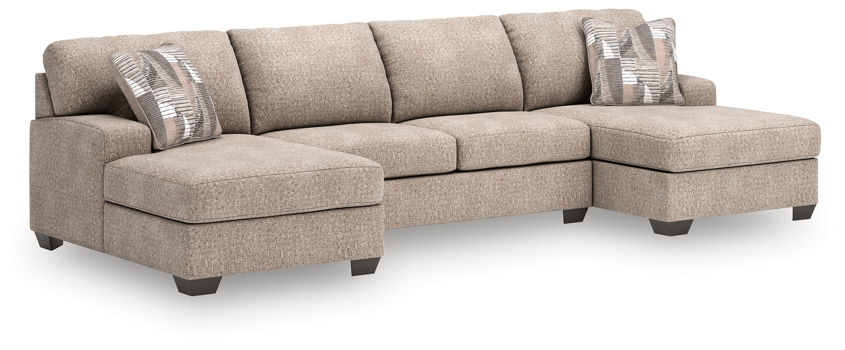 Side view of Seyler Lane Hemp Chenille 3-Piece Sectional with Double Chaise sofa