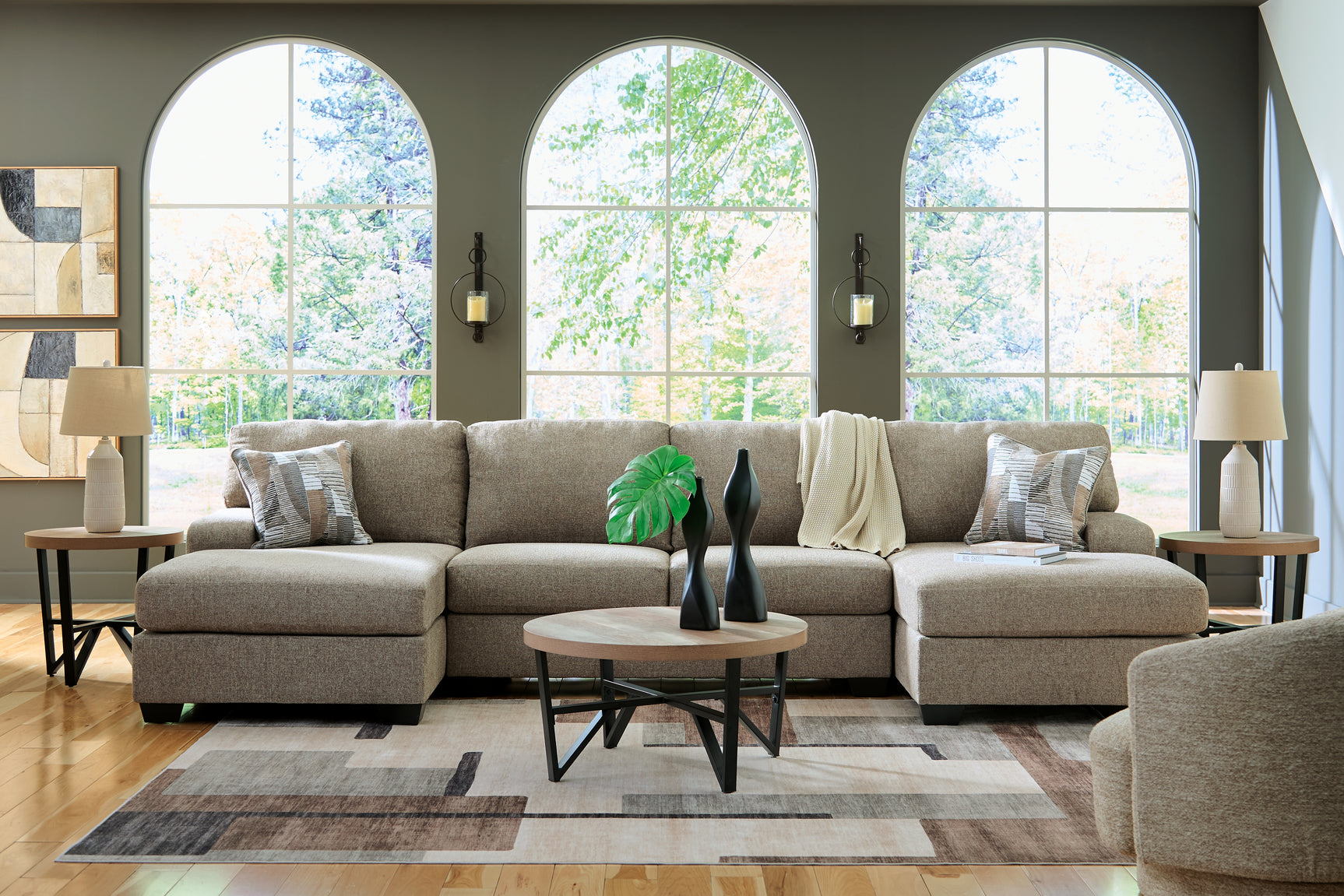 Room setting featuring Newellen 3-Piece Sectional with Chaise