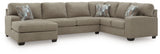 Side view of Newellen 3-Piece Sectional Sofa with Chaise