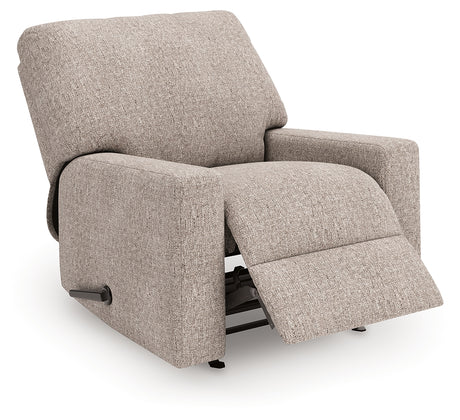 main view of Seyler Lane Hemp Chenille Recliner angled open