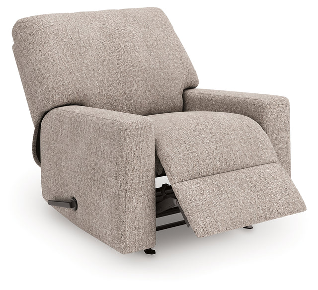 main view of Seyler Lane Hemp Chenille Recliner angled open
