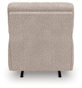 back view of Seyler Lane Hemp Chenille Recliner reclining