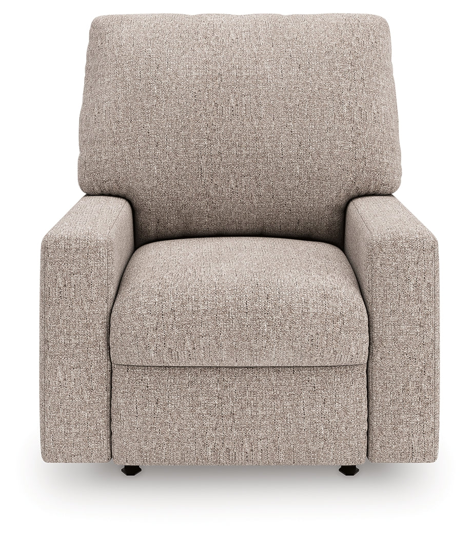 front head-on view of Seyler Lane Hemp Chenille Recliner