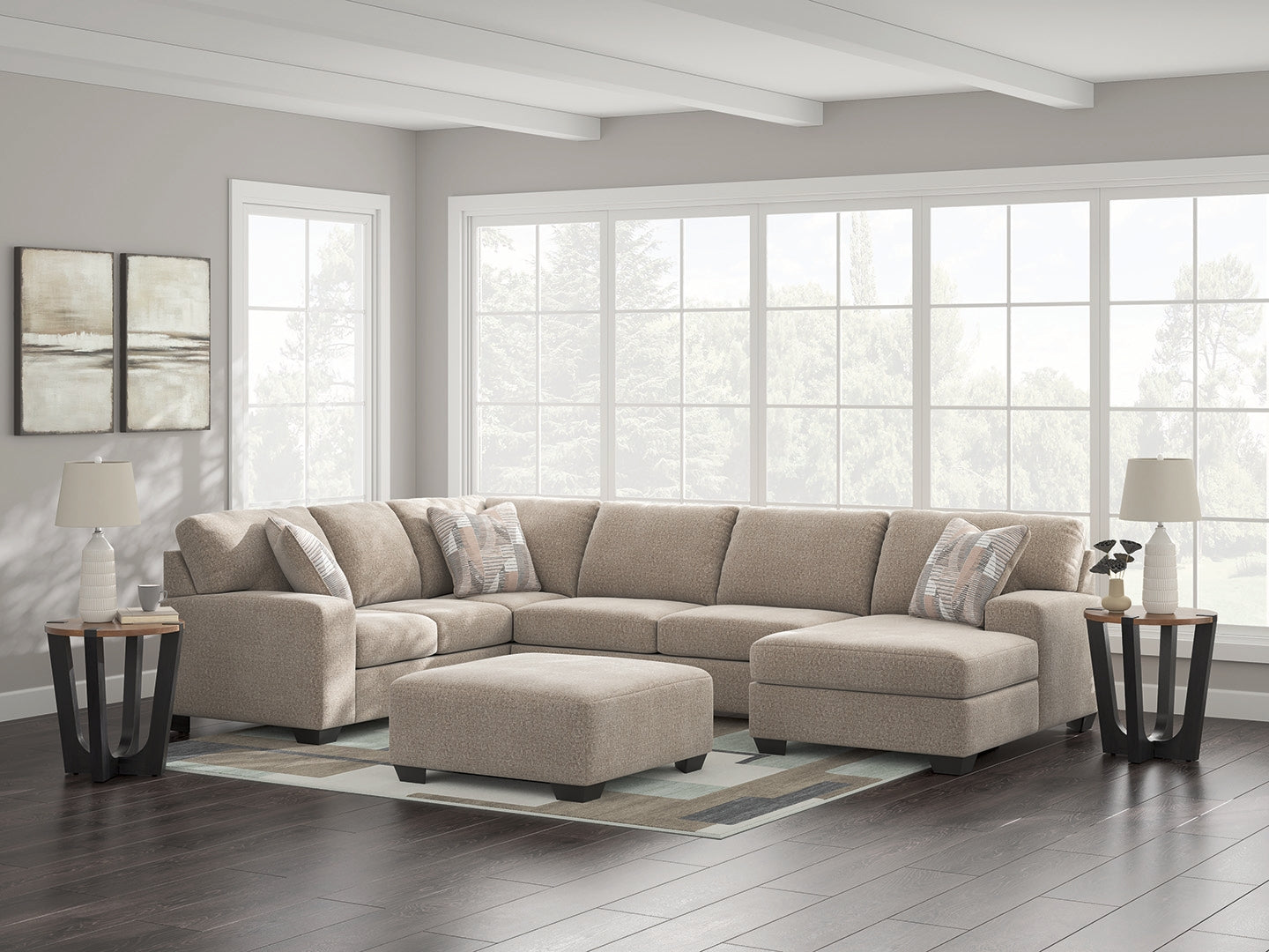 side view of Seyler Lane Hemp Chenille 3-Piece Sectional with Chaise sectional sofa
