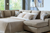 Side view of Newellen Hemp Chenille 3-Piece Sleeper Sectional with Chaise