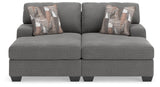 Detail view of upholstery on Clarington Greystone Chenille Super Chaise sectional