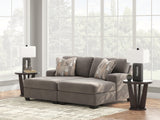 Side view of Clarington Greystone Chenille 2-Piece Super Chaise sectional