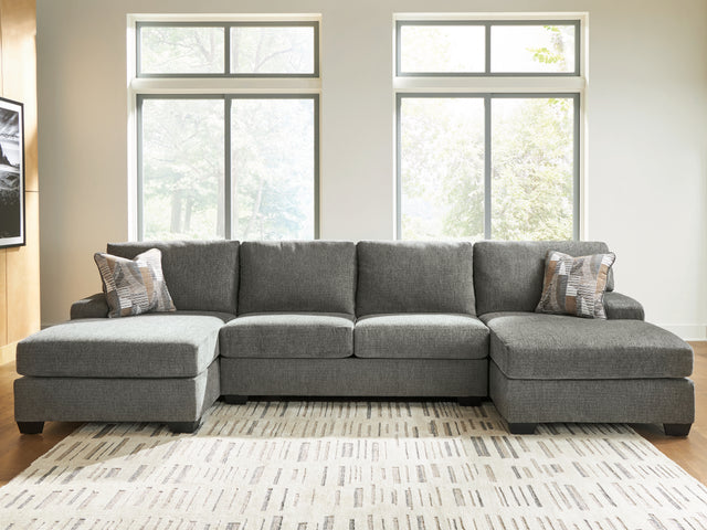 main view of Clarington Greystone Chenille 3-Piece Sectional with Double Chaise sectional sofa