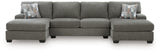 side view of Clarington Greystone Chenille 3-Piece Sectional with Double Chaise sectional sofa