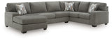 side angle view of Clarington Greystone Chenille Sectional sofa