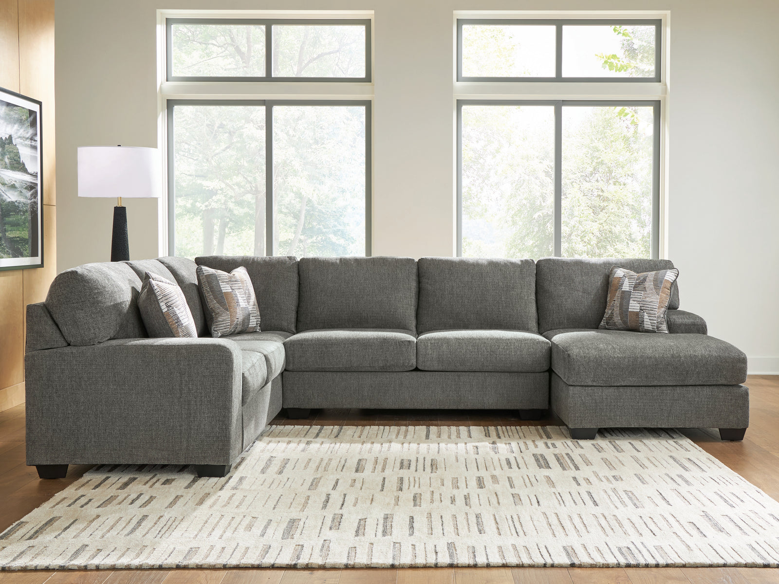main view of Clarington Greystone Chenille 3-Piece Sleeper Sectional with Chaise sectional sofa