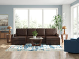 Close-up detail of coffee leather upholstery on McDowlan 3-Piece Sectional