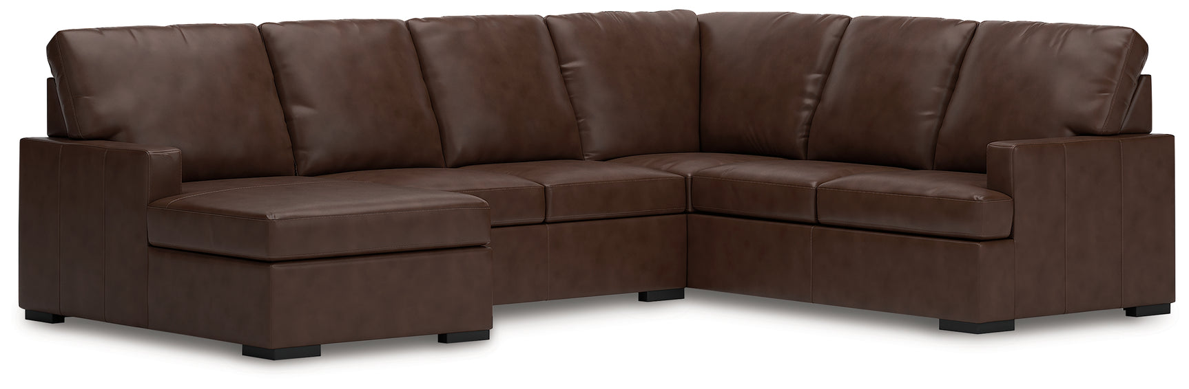 main view showcasing McDowlan leather sectional with chaise