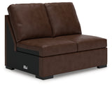 angled front view of McDowlan leather sectional sofa